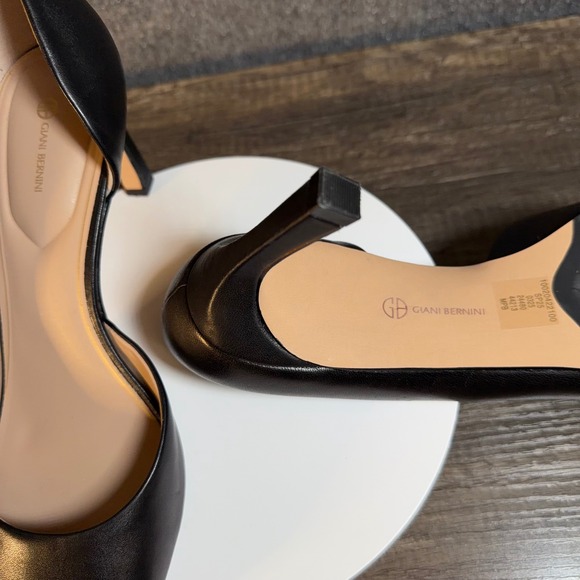 Gianni Bernini Heels Womens 8M Black Leather Peep Toe DOrsay - Picture 12 of 13